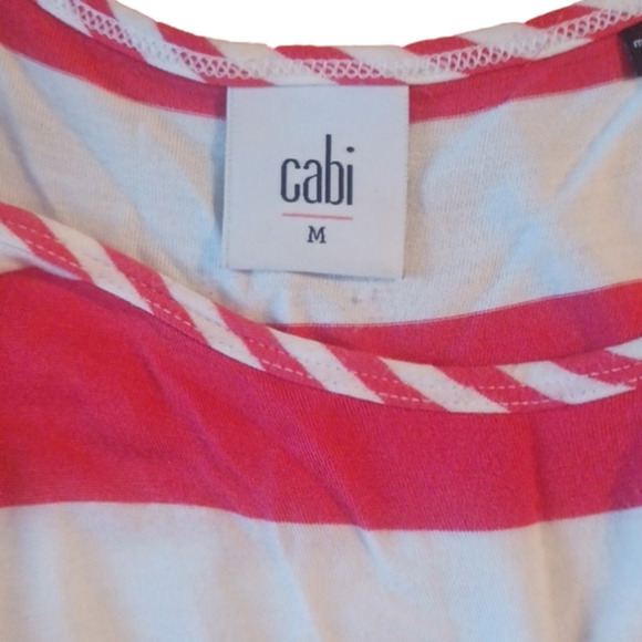 𝅺 Cabi red/ off white striped tank by Cabi .Size medium. - Picture 6 of 10